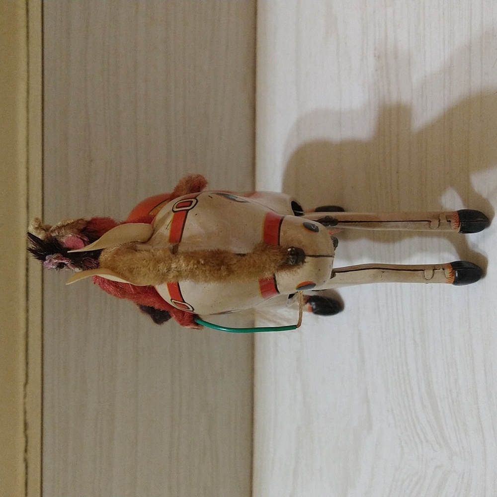 Vintage Monkey Riding Horse Tin Litho Wind Up Toy (Missing Key) - Picture 2 of 4